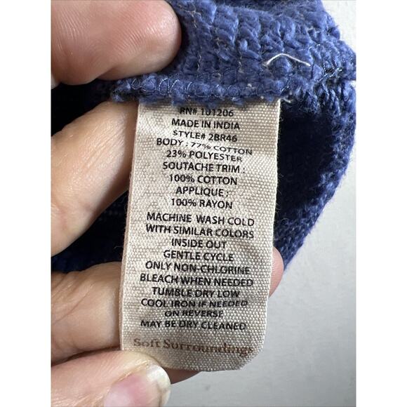 Soft Surroundings Blue Wildflower Embroidered Blue Tunic Long Sleeve Large NWT - Picture 5 of 7